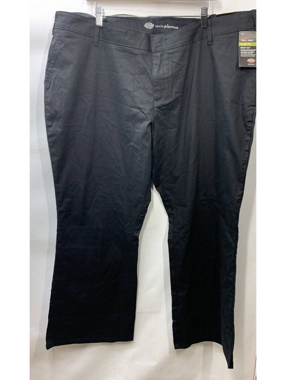 Dickies Women's Flat Front Stretch Twill Long Pant Desert Black Size 24 Regular